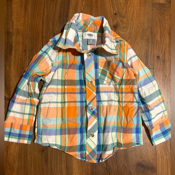 Old Navy Toddler Boys Plaid Button Up Long Sleeve Shirt - Picture 1 of 2